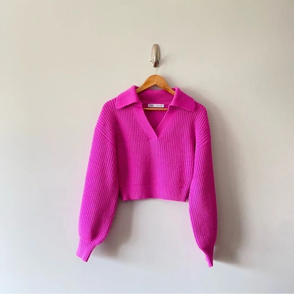 Zara Balloon Sleeve Knit Sweater Size Small​​​​